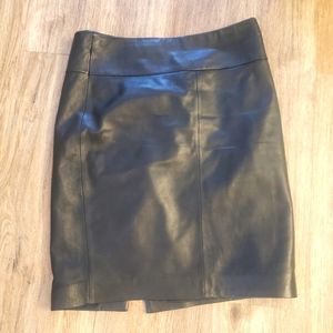 Cache Black Leather Mini Skirt